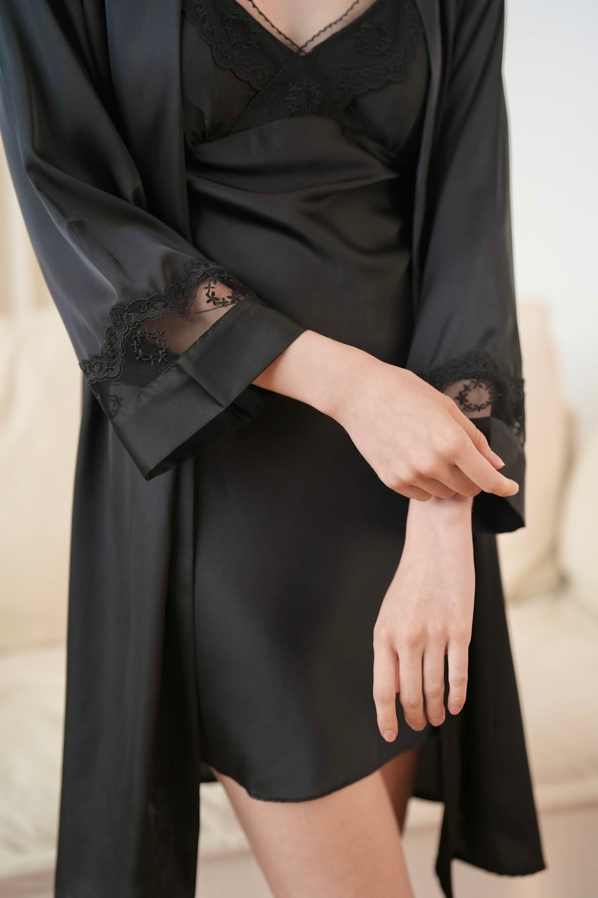 ANYA ROBE + SATIN SLIP SET