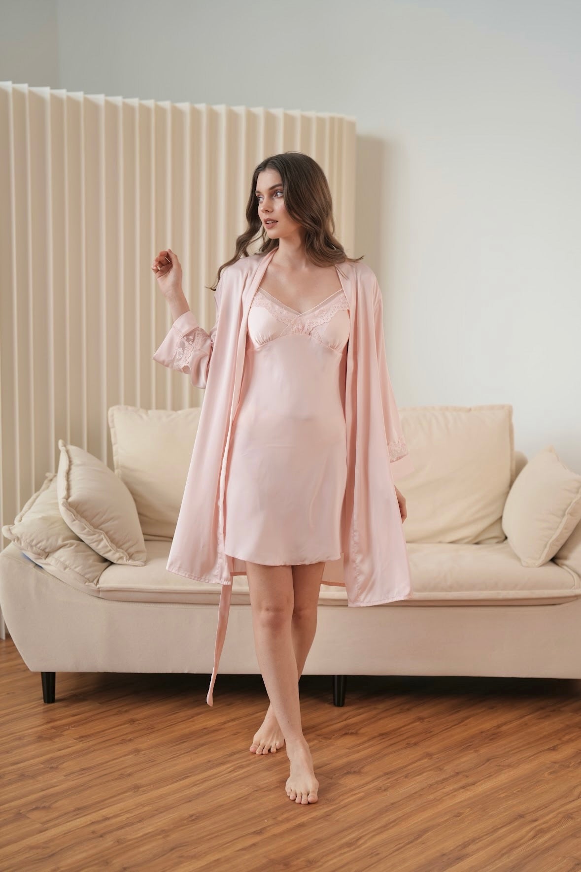 ANYA ROBE + SATIN SLIP SET