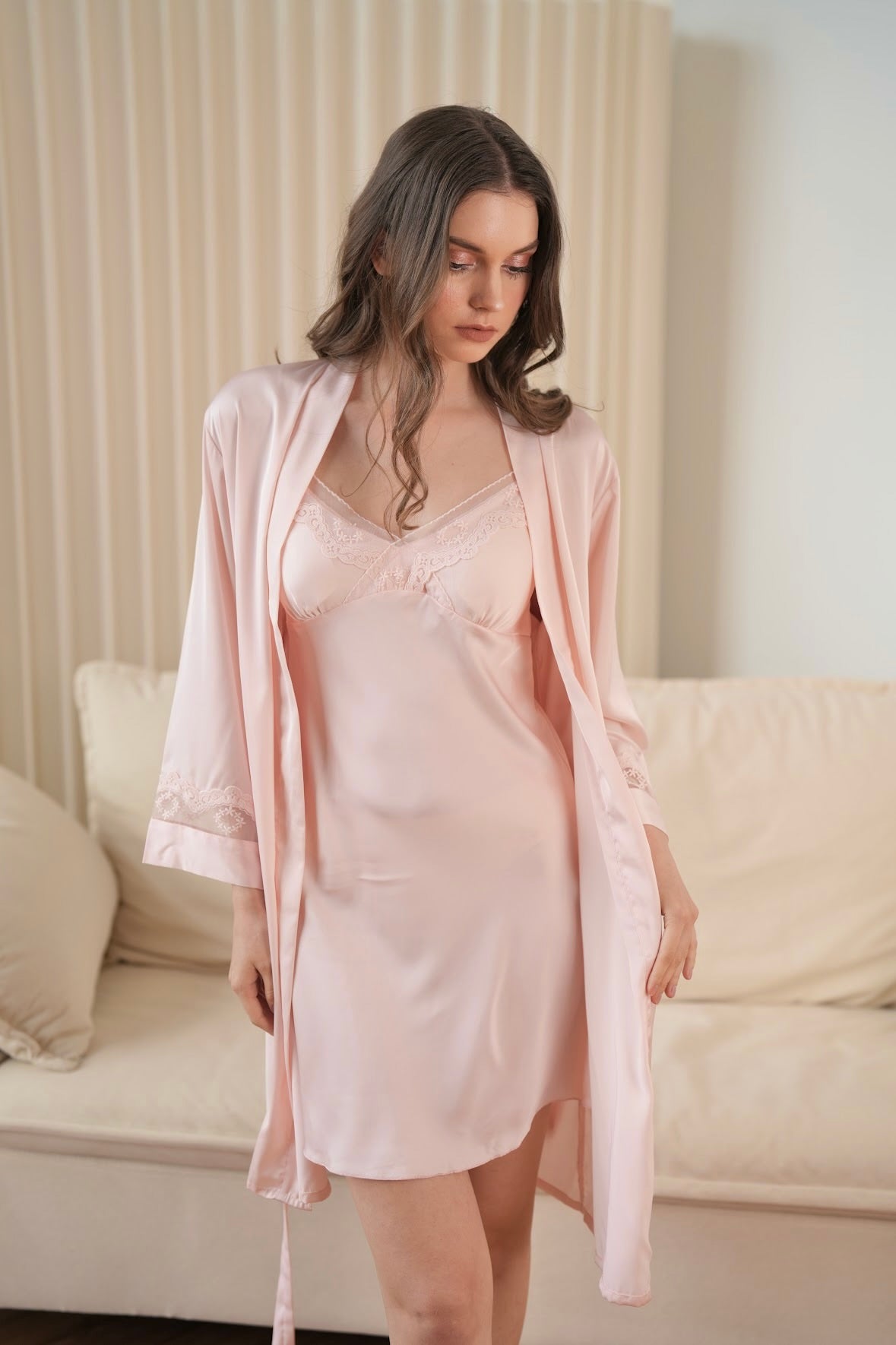 ANYA ROBE + SATIN SLIP SET